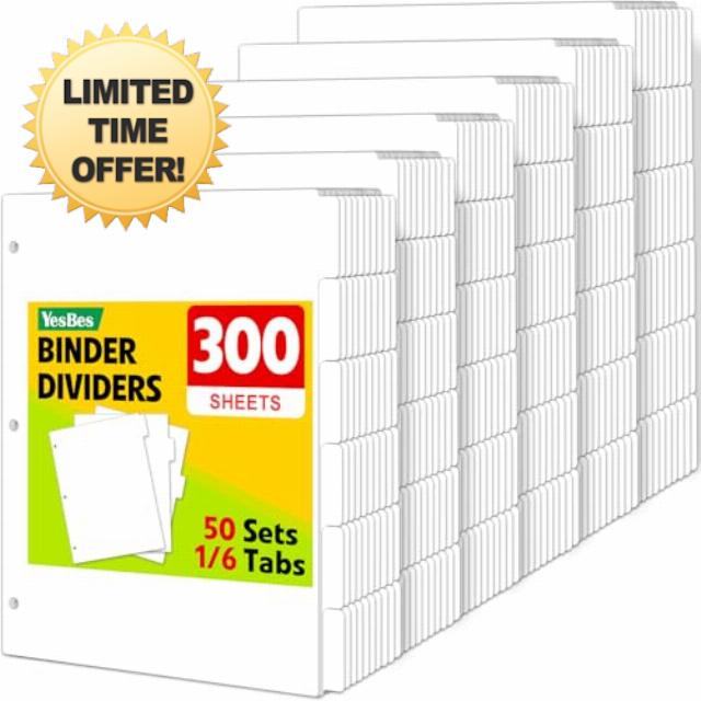 300 Pcs Binder Dividers with Tabs