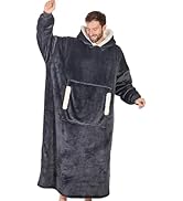yescool Wearable Blanket Hoodie, Flannel Sherpa Fleece Blanket Sweatshirt for Adults Women Men,On...