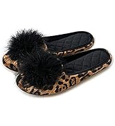 GRITHEIM Women's Fuzzy Pom Pom Feather Velvet House Slippers Sexy Cozy Bedroom Slippers for Ladie...