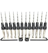 FTG USA #6 (9/64") Adjustable Wood Countersink Drill Bit Set with Parabolic Flute, Tapered Drill ...
