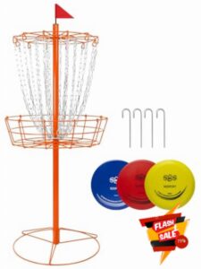 Disc Golf Basket - Portable Disc Golf Target with Heavy Duty 24-Chains Come with 6pcs Disc Golf Discs and Carry Bag