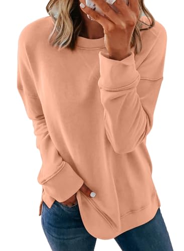 Dokotoo Women's Casual Crew Neck Sweatshirt Loose Soft Long Sleeve Pullover Tops
