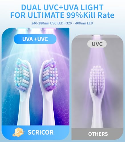 Type-C Rechargeable Covered 2-Slot Storage for Manual and Electric Toothbrushes