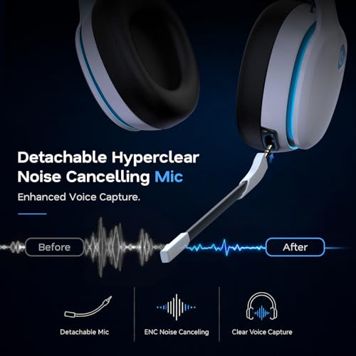 Bluetooth 6.0 Gaming Headphones with Noise Canceling Mic