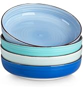 vancasso Bonita Pasta Bowls Set of 6, 38 oz Shallow Bowls, Ceramic Pasta Plates and Salad Bowls, ...
