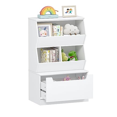 Bookshelf for Kid and Bookcase with Drawer | Children Open Storage Cubby for Playroom