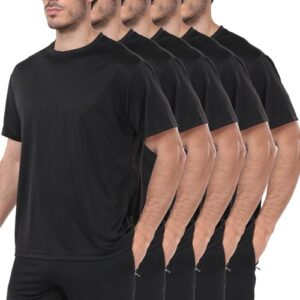 HovSiyla 1/5 Pack Workout Shirts for Men Athletic Running Gym Quick Dry Short Sleeve Performance Moisture Wicking T Shi