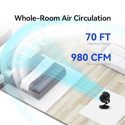 8-Speed Oscillating Table Fan for Home