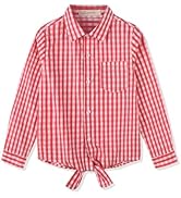 Noomelfish Girls Ruffle Cold Shoulder Top Blouse Short Sleeve Button Down Shirts (4-12 Years)
