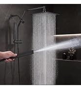 All Metal 10" Shower Head with Handheld, Built-in Power Jet Mode | Luxurious, Square, Rain Shower...
