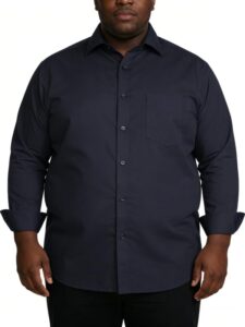 Mens Big and Tall Dress Shirts Button Down Shirts Long Sleeve Shirt from Size S to 6XL(T)