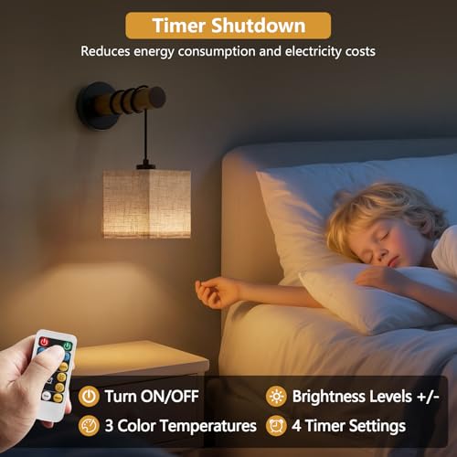Adjustable 3 Colors Dimmable Wall Lights for Bedroom