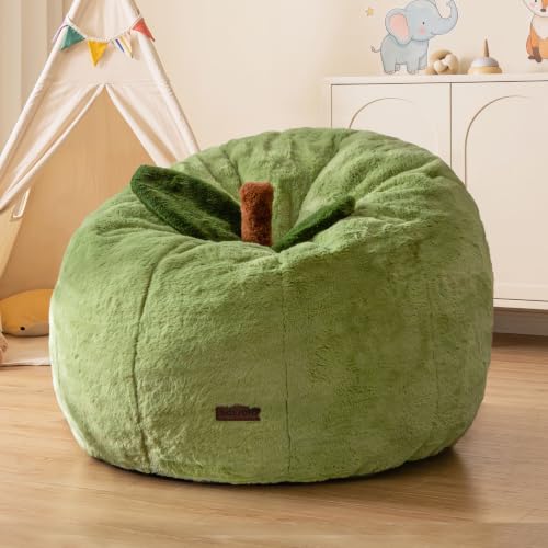 Apple-Shaped Toddler Sofa with Fur Fabric | Cute Bean Bag Sofa for Boys and Girls