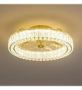 LUDOMIDE Ceiling Fans with Lights and Remote Flush Mount White Ceiling Fan with Light,6 Speeds,LE...