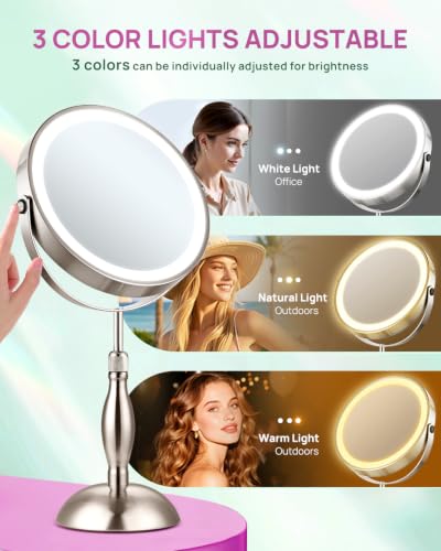 Nickel – Modern Magnifying Mirror for Bathroom Desk