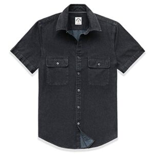Dubinik® Denim Shirt Men Short Sleeve Button Down Mens Shirts 2 Pocket Western Soft Work Casual Cowboy with Comfortable