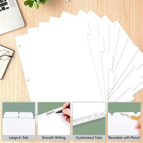 Blank Write On Binder Dividers in 6 Tab Sets