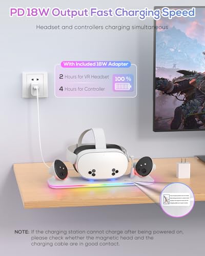 Magnetic Charger Stand for Headset/Controller with 2 Rechargeable Batteries-Black