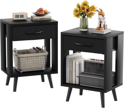 Black | Open Wood Shelf