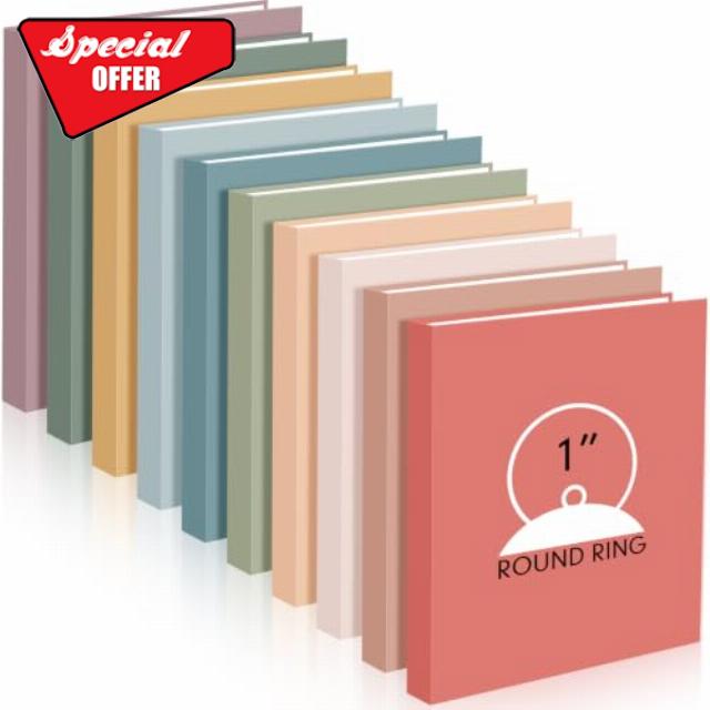 Ctosree 10 Pack Colored 3 Ring Binder with 2 Pockets Hardcover Loose Leaf Binder for Women Men Teacher Student School Office Home Supplies