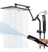 All Metal 10 Inch Rain Shower Head with Handheld Built-in Power Wash Mode, High Pressure Waterfal...
