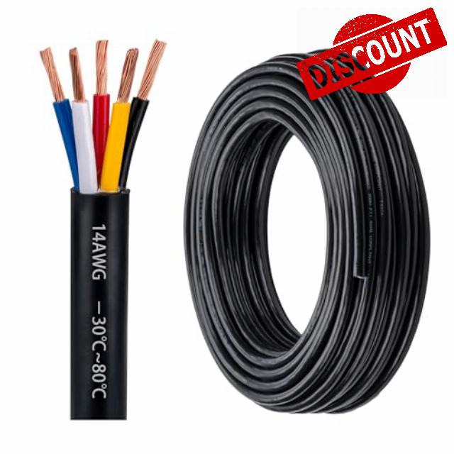 14 Gauge 5 Conductor 14 AWG Electrical Wire Stranded PVC Cord Oxygen-Free Copper Cable 26FT Pure Copper Automotive Heavy Duty 5 Core Trailer Wire