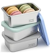 EC-Gaze 3 Pack Stainless Steel Snack Containers with Silicone Lids, 2-Compartment Snack Container...