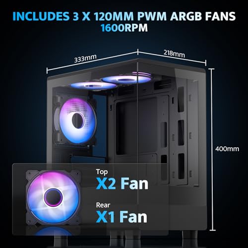 Full View Dual Tempered Glass MATX Gaming PC Case