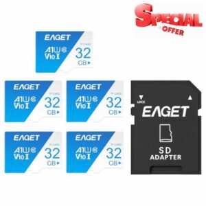 EAGET 5-Pack 32GB TF Memory Card Up to 100MB/s Read 30MB/s Write with SD Adapter