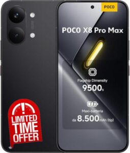 XIAOMI Poco X8 PRO MAX 5G Ai (Compatible with Tmobile Mint Tello & Global) (256GB + 12GB) 6.83" 50MP Gamers Phone NFC Dual sim Unlocked Model 2602BPC18G Liberado (Black) | 50MP Camera