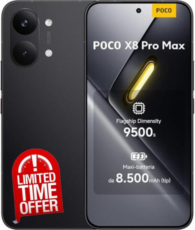 XIAOMI Poco X8 PRO MAX 5G Ai (Compatible with Tmobile Mint Tello & Global) (256GB + 12GB) 6.83" 50MP Gamers Phone NFC Dual sim Unlocked Model 2602BPC18G Liberado (Black) | 50MP Camera