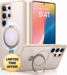 TORRAS Pale Apricot Magnetic for Galaxy S25 Ultra Case [Fit for Magsafe] Ring Stand