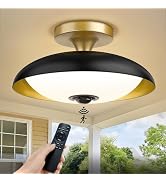 Industrial Semi Flush Mount Ceiling Light Fixture,Gold Hallway Light,Globe Glass Light Fixture Ce...