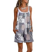 YESNO Women Summer Casual Loose Rompers Sleeveless Boho Floral Spaghetti Straps Shorts Overalls J...