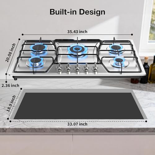 Gas Stove Top with 5 High Efficiency Burners
