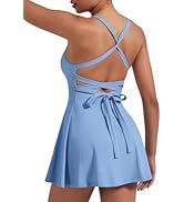 YEOREO CoreFlex Womens Tennis Dress Built in Shorts Pocket Padded Bras Workout Skirts Backless Ti...