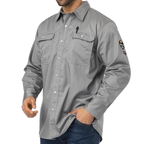 JKSafety 7oz FR Shirts for Men Women ARC 2 Fire Resistant Welding Shirts FRC Long Sleeve Safety Workwea