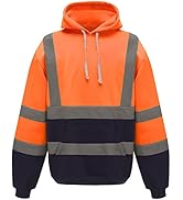 wefeyuv High Visibility ANSI Class 3 Safety Work Hooded Reflective Sweatshirts Pullover for Men