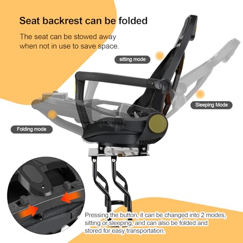 Back Mount Child Seat with Back Rest Armrest Foot Pedals