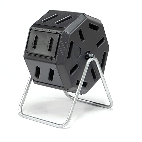 100% Recycled Resin - Outdoor Rotating Compost Tumbler Bin for Garden
