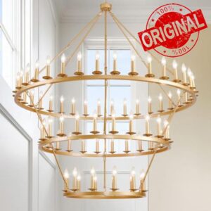 3-Tier Gold Wagon Wheel Chandelier