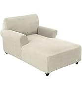 FantasDecor Velvet Chaise Lounge Cover Stretch Double Arm Chair Slipcover for Living Room Bedroom...