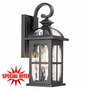 Darkaway Outdoor Wall Light Exterior Light Fixture with Water Ripple Glass
