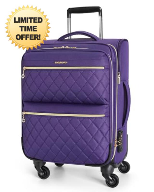 BAGSMART Softside Expandable Luggage Airline Approved with Spinner Wheels
