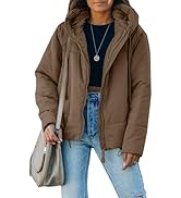 Dokotoo Womens 2025 Winter Full Zipper Hooded Puffer Jacket Short Coat with Pockets