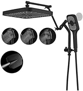 Psylc 12" High Pressure Rain/Rainfall Shower Heads With Handheld Spray Combo (3+1 Settings & Buil...