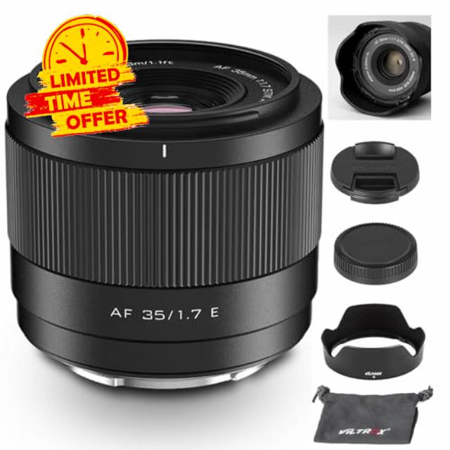 VILTROX 35mm F1.7 E-Mount Large Aperture APS-C STM Auto Focus Prime Lens for Sony E-Mount Camera FX3 A7C A7RII A7SII A7II A7RIII A7IV A7RIV A9 A1 ZVE1 A93 A6700 A6600 A6500 A6400 ZV-E10 FX30 ZV-E10II