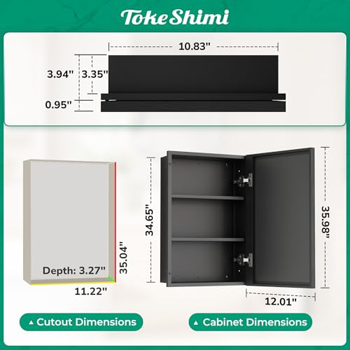 Bathroom Beveled Mirror with Storage Adjustable