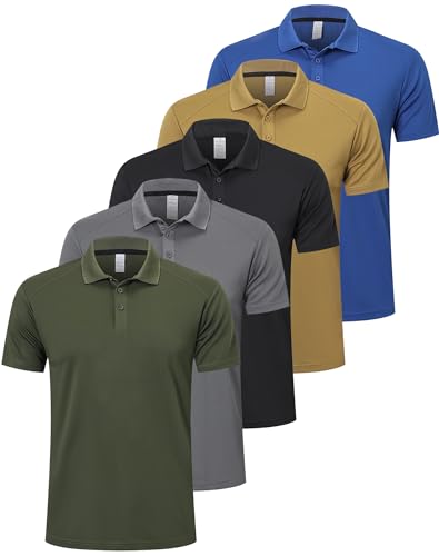 ZENGVEE Mens Polo Shirts Moisture Wicking Short Sleeve Performance Quick Dry Athletic Golf Shirts
