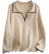 Verdusa Women's Bow Sweater Foldover Cinched Waist Crop Tops Trendy Fall Lightweight Knit Pullove...